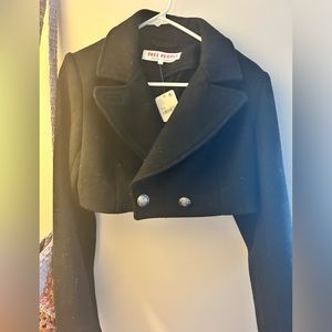 free people dropped cropped open back coat